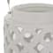 White Ceramic Contemporary Candle Holder Lantern, 8" x 8" x 9"